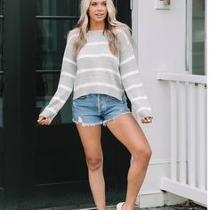 New With Tags Offers Welcome Multiple Sizes Available Narrow Neutral Stripes And A Loose Knit Texture Punch Up The Relaxed Silhouette Of This Easy Going Long Sleeve Sweater From Bb Dakota. We Love This Sweater Paired With White Jeans Or Shorts. Slouchy Fit. Fit Is True To Size. Model Is Wearing A Size Small. Measurements Taken From A Size Small. 70% Cotton, 25% Nylon, 5% Polyester White Casual Cropped Sweater For Spring, White Soft Knit Cropped Sweater, White Soft Knit Cropped Sweater For Layering, Soft Knit Sweater For Day Out, Casual White Cropped Soft Knit Sweater, Casual Cropped Long Sleeve Sweater For Day Out, Casual Long Sleeve Cropped Sweater For Day Out, White Casual Cropped Sweater For Layering, Casual Striped Sweater For Day Out