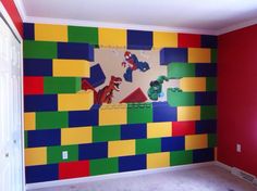 the room is painted with lego blocks