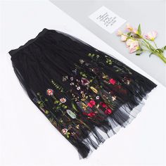 Women's Spring Puff Mesh Tulle Long Skirt - Zorket Tulle Skirt Outfits Casual, Vintage Floral Embroidery, Organza Styles, Tulle Skirts Outfit, Long Skirt And Top, Tulle Long Skirt, Dress Ootd, Long Skirt Fashion, Tutu Skirts