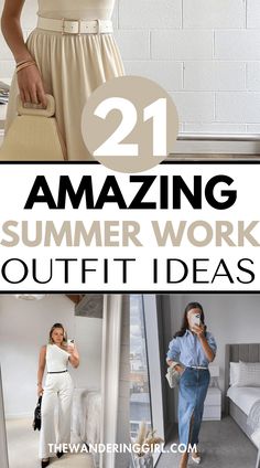 21 Amazing Summer Work Outfits That Will Get You Compliments - The Wandering Girl Quick Office Outfit, Dress For Your Day Work Outfits, Office Attire Women Summer, Summer Outfits For Office Women, Chic Business Casual Summer, 2024 Summer Work Outfits Women, Work Outfits Summer 2024, Women’s Casual Summer Work Outfit, Work Outfits Women Amazon