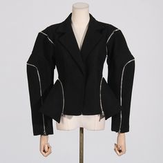 On trend, runway style jacket. Wear it to the club, parties or to work. [video width="720" height="1280" mp4="https://thextremeshopper.com/wp-content/uploads/multi-zipper-jacket.mp4"][/video] Deconstructed Jacket, Street Style Jacket, Deconstruction Fashion, Work Video, Fashion Technology, Asymmetric Jacket, Detachable Sleeves, Club Parties, Zipper Jacket