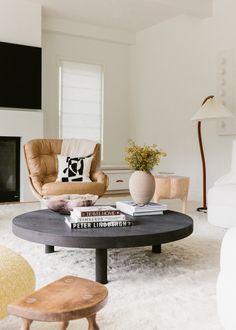 a living room filled with furniture and a fire place