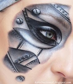 Sci Fi Makeup, Alien Make-up, Robot Makeup, Guard Costume, Last Minute Kostüm, Futuristic Makeup, Fantasy Make-up, Alien Makeup, Steampunk Ideas