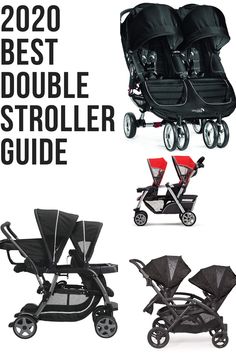 the best double stroller guide for babies and toddlers is shown in three different positions