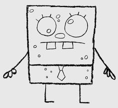 a black and white drawing of a square character with two eyes, one eye closed