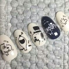 Snoopy Nails, Cute Simple Nails, Pretty Gel Nails, Kawaii Nails, Nails Gel, Nails Desing, Cute Nail Art, Minimalist Nails, Cute Nail Designs