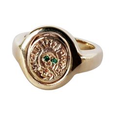 Crest Signet Ring Emerald Memento Mori Style Skull 14k Gold Vermeil J Dauphin J DAUPHIN signature piece " Secret Doors" Hand made in Los Angeles Inspired by Memento Mori, medieval Latin Christian theory and practice of reflection on mortality. Which in Latin means "remember that you have to die", it symbolize the vanity of early life and the nature of all early goods and pursuit that are just temporary. Memento more has been a discipline of perfecting the character by cultivating detachment and Memento Mori Ring, Secret Doors, Skull Cufflinks, Pinky Signet Ring, Mori Style, Cushion Cut Diamond Ring, Gold Skull, Diamond Fashion Rings, Silver Signet Ring