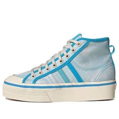 GX4604 Adidas Nizza Platform, Blue Pantone, Adidas Nizza, Blue High Tops, Mid Shoes, Hot Sneakers, Platform Sneaker, Shoes Sneakers Adidas, Adidas Yeezy