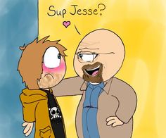 an animated image of two people standing next to each other with the caption sup jesse?