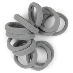 Cyndibands Gentle Hold Seamless Soft and Stretchy Elastic Fabric No-Metal Ponytail Holders - 12 Hair Ties (Gray Silver) Size: 1.5 Inch (Pack of 12).  Gender: unisex.  Age Group: adult. Black Hair Elastics, Coil Hair Ties, Hair Coils, Matte Satin, Elastic Fabric, Hair Elastics, Ponytail Holders, Silver Pieces, Scrunchie Hairstyles