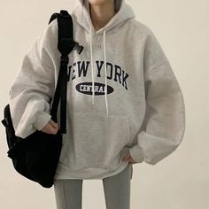 Vintage Letter Printed Oversized Hoodie