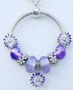 Luxury Purple Women's Bracelets, Luxury Unique Purple Bracelets, Spiritual Purple Bracelet Jewelry, Bohemian Purple Charm Bracelet For Gift, Pandora Pendant, Pandora Charms Disney