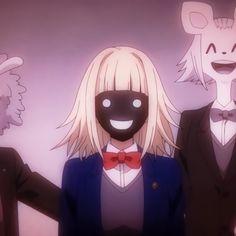 three anime characters with masks on their faces