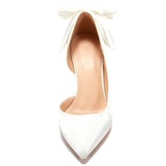 Shop White Satin Bow Back Pumps D'orsay Stiletto Heels Bridal Shoes For Wedding color White for Dancing Club, Night Club, Party, Wedding, Work with worldwide Free shipping & Free return. Shoes For Wedding, Dancing Club, Club Night, Bow Back, Wedding Heels, Pointed Toe Heels, Club Party, Wedding Color, Satin Bow