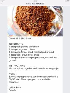 the ingredients for chinese spice mix in a glass bowl