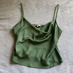 Pacsun, Medium, Satin Top. Never Worn, Super Soft. Cute Green Shirts, Obx Clothes, Green Satin Top, Anna Sophia, 2024 Style, Pacsun Tops, Pop Style, Satin Shirt, Green Outfit