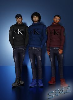 three young men standing next to each other in front of a blue background with the word soul on it