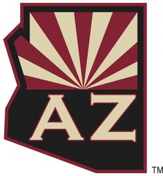 the arizona state university logo is shown in red and white with an orange sunburst