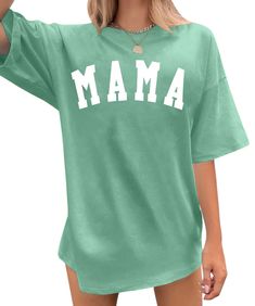 PRICES MAY VARY. MATERIAL: This mama shirt for women is made of cotton blend, soft, comfortable and you will feel comfortable because it is friendly to your skin. It's stretchable, soft and lightweight, provide you a pleasing wearing experience. FEATURES: This oversize mom shirt is just what you need! Comfy and cozy with a little extra room. Fashion in my mama era letter print, classic mama shirts, cute mom short sleeve shirt, mothers day mama gift, short sleeve mama tshirt, crewneck mama shirts Shirts Trendy, Trendy Mom, Tshirt Fashion, Mama Shirts, Short Sleeve Tops, Oversized Style, Female Friends, Casual Summer Shirts, Mothers Day Shirts