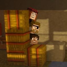 two people standing next to each other in minecraft