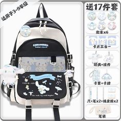 Cute Cinnamoroll Large Schoolbag Student Backpack Satchel W/Pencil Case Pendants | eBay Kawaii White Portable Backpack, Cute Compact White Backpack, White Casual Pencil Case For School, Cute White Pencil Case For Back To School, Trendy White Pencil Case For Students, Cute White Pencil Case For Students, White Portable Pencil Case For School, White Portable School Pencil Case, Cute White Pencil Case For Travel