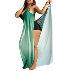 Ombre Plus Size Wrap Cover Up Maxi Dress - Celadon - 3Y27065931 - Original Design-Women's Clothing  #OriginalDesignWomensClothing #Original #DesignWomen's #Clothing One-piece Beachwear Dress For Summer Parties, One-piece Beach Dress For Summer Parties, Summer Strapless Dress For Beach Cover-up, Beach Sundress In One-piece Style, Halter Neck Beach Dress For Summer Parties, Strapless Green Maxi Dress For Summer, Strapless Summer Dress For Poolside, Spring Beachwear Swim Dress For Beach Cover-up, Strapless Summer Dress For Beach Cover-up