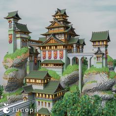 Minecraft build of a Japanese feudal style castle Minecraft Palace, Japanese Palace, Minecraft Castle