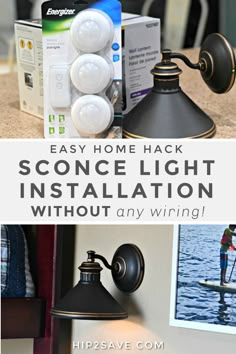 Sconce light fixtures are a beautiful way to add style and light to different areas in your home! We've actually installed several over the years, and I love the personality and interest they give to every space they're in. I'm excited to shed light on how to install a sconce light without any wiring using just a lighting puck! #home #decor #hack #tips #lighting #lights #sconce #pucklight #diy Diy Light Fixtures, Puck Lights, Salon Suites, Shed Light, Battery Operated Lights, Outdoor Sconces, Light Installation