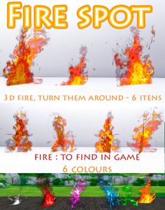 the fire spot game is shown with four different colors and shapes, including red, orange,