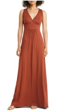 30% OFF!! - V-Neck Jersey Maxi Dress Comment below if you scored & share with a friend!! 👉#ad #dealoftheday #commissionsearned Lightweight Skirt, Jersey Maxi Dress, Maxi Jersey Dress, Dress Cuts, Price Drop, Petite Size, Wide Straps, Nordstrom Dresses, Hazelnut