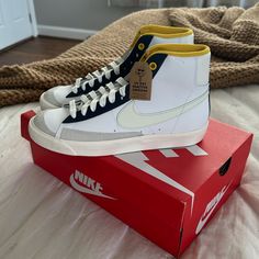 New In Box Nike Blazer Mids Sz Youth 7 Women’s 8.5 Sun Reactive Swoosh Symbol Blazer Mids, Nike Shoes New, Trendy Shoes Sneakers, Nike Blazer, Nike White, Trendy Shoes, Kids Nike, White Nikes, Kids Shoes