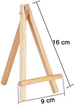 a wooden easel is shown with measurements for the top and bottom pieces on it