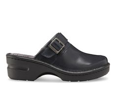 Add versatility to your wardrobe with the Eastland® Mae! These stylish leather clogs have an easy slip-on design with strap and buckle accents for added style. Pair the Mae by Eastland® with your favorite dress or pants for solid style. Leather upper, Easy slip-on design, Chunky heel, Smooth footbed, Durable outsole, Smooth shoe lining, Strap and buckle accents for added style, Eastland branding details | Women's Eastland Mae Clogs in Navy Size 10 Leather Clogs With Buckle Closure For Fall, Classic Spring Clogs With Buckle Closure, Classic Workwear Clogs With Buckle Closure, Eastland Shoes, Clogs And Mules, Leather Clogs, Favorite Dress, Chunky Heel, Mule Clogs