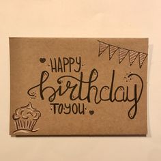 a happy birthday card with a cupcake on it