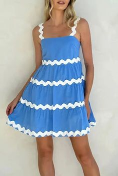 48237245694229|48237245726997|48237245858069|48237245890837 Striped Mini Dress For Day Out, Trendy Blue A-line Dresses, Trendy Striped Mini Dress For Summer, Chic Striped Mini Dress With Ruffles, Trendy Blue Mini Dress With Ruffles, Casual Blue Mini Dress With Straight Neckline, Trendy Blue Mini Dress With Square Neck, Lined Square Neck Mini Dress For Beach, Blue Square Neck Summer Mini Dress