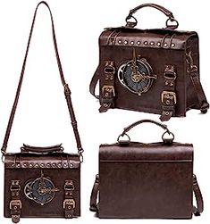 Steampunk Crossbody Shoulder Purse Leather Messenger Bag Satchel School Bag Gothic Retro Briefcase for Women (A-028) : Amazon.ca: Clothing, Shoes & Accessories Satchel School Bag, Briefcase For Women, Thigh Bag, Shoulder Bags Pattern, Fanny Bag, Leg Bag, Halloween Vintage, Clock Decor