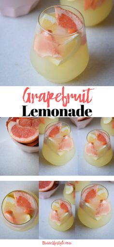 grapefruit lemonade is garnished with orange slices and served in glasses