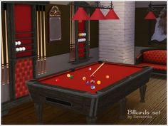 Sims 4 Pool Table, Sims 4 Pool, Sims 4 Skills, Billiards Room Decor, Sims 4 Stories, Basketball Room, Mod Furniture, Casas The Sims 4, Pool Rooms