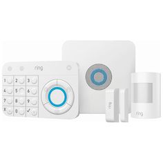 an image of a home security system with alarm and keypads on the side