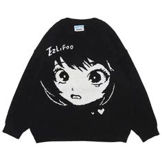 #animesweater #animejumper #animeclothes Anime Shocked Face, Goth Winter, Anime Y2k, Long Sleeve Streetwear, Streetwear Korean, Sweater Streetwear, Goth Outfit, Oversized Sweater Women