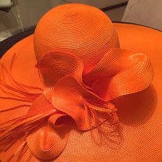 Simply Stunning ....... Special Order/One Of A Kind Extra-Large Wide Brim Derby And/Or Church Hat! This Hat Is A True Head Turner!!! The Hat Measures 36 Inches Wide All The Way Around. I Won't Lie, It's Super Big, But Super Stunning! Orange Wide Brim Sun Hat For Spring, Orange Wide Brim Sun Hat, Orange Wide Brim Hat For Spring, Orange Evening Hats For Spring, Spring Evening Orange Hat, Orange Summer Evening Hat, Orange Formal Hat For Spring, Formal Orange Hat For Spring, Orange Spring Church Hat