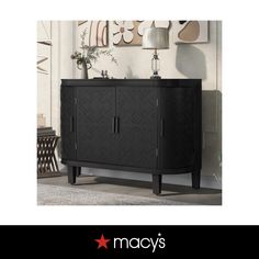 an image of a black cabinet in the living room