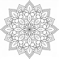 a black and white drawing of a flower with lots of leaves on it's petals