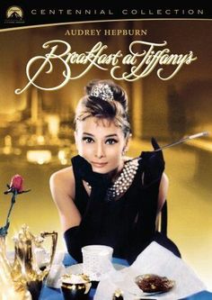 the movie poster for breakfast at tiffany's starring actress and singer, audrey heppurn