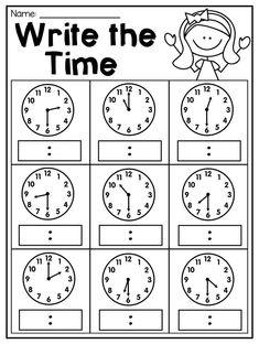 a worksheet for telling time to the hour