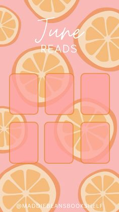 oranges are arranged in the shape of squares on a pink background with text that says june reads