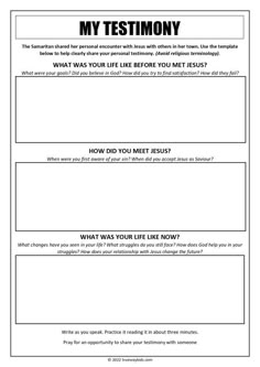 an image of a test sheet with the words, my testimony and what is your life before you met jesus?