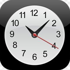 a black and white clock with red hands showing the time eleven o'clock, hd png