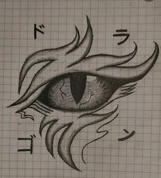 a drawing of an eye with some writing on it