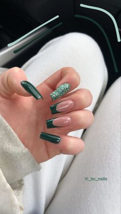 Evil Eye Nails, Punk Nails, Gel Nails Diy, Green Nail, Simple Acrylic Nails, French Acrylic Nails, Classy Acrylic Nails, Girls Nails, Chic Nails